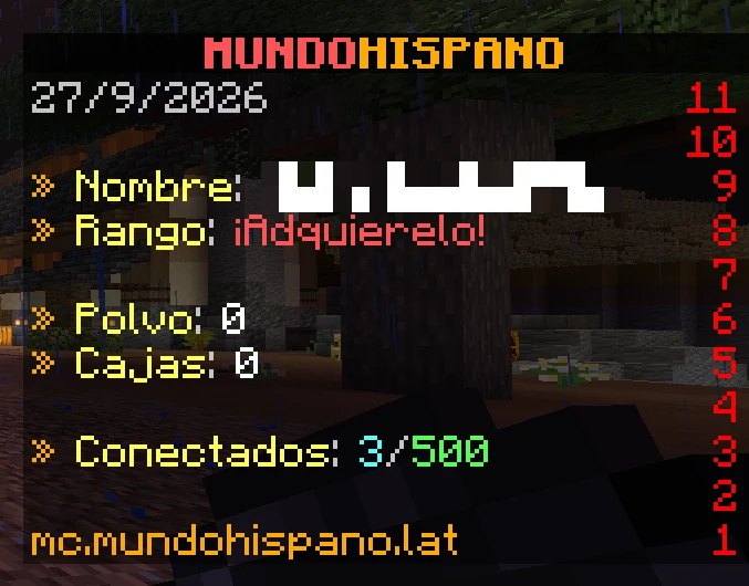 Scoreboard del lobby vista desde Bedrock