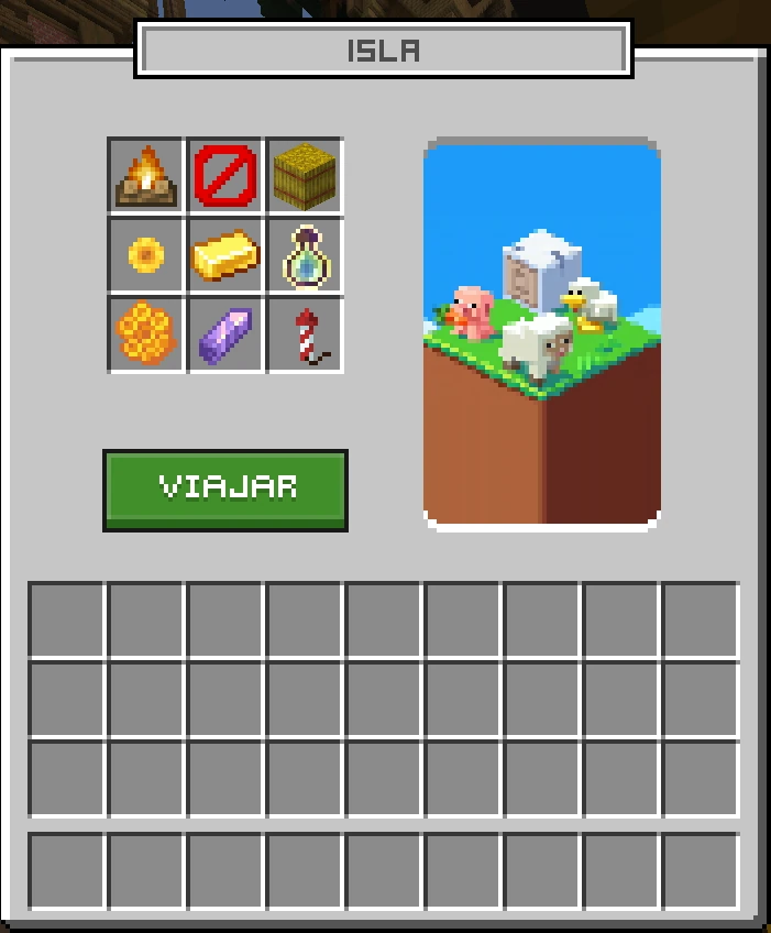 Panel de la isla de Gens que abre /menu