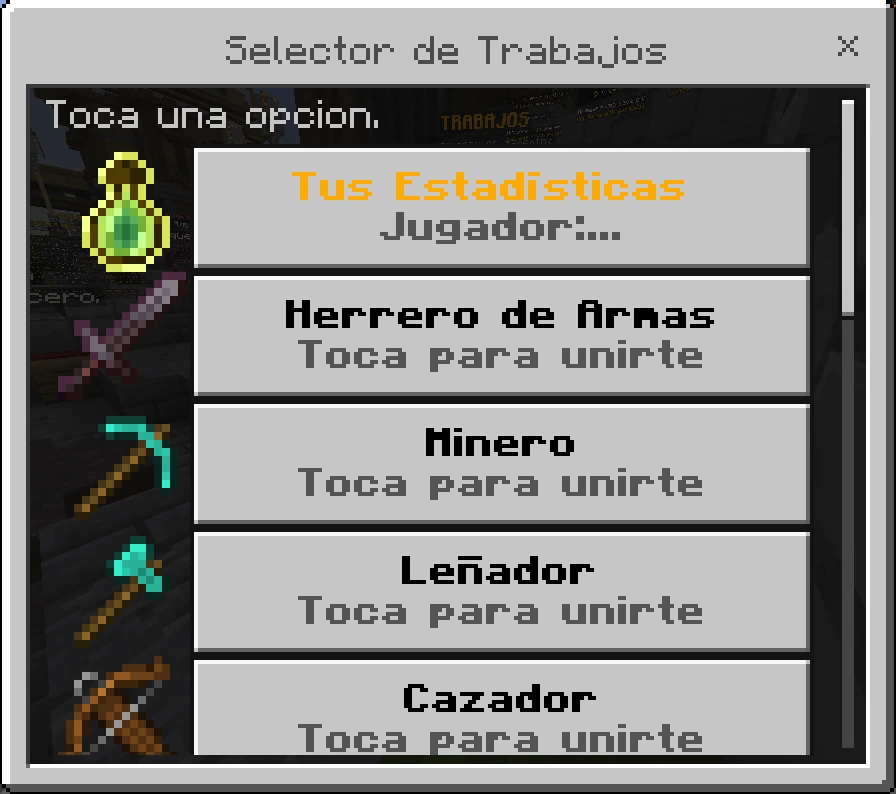 Selector de trabajos de Survival