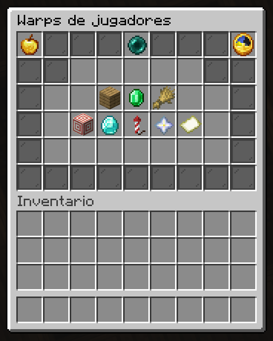 Menú de warps de jugadores con sus categorías